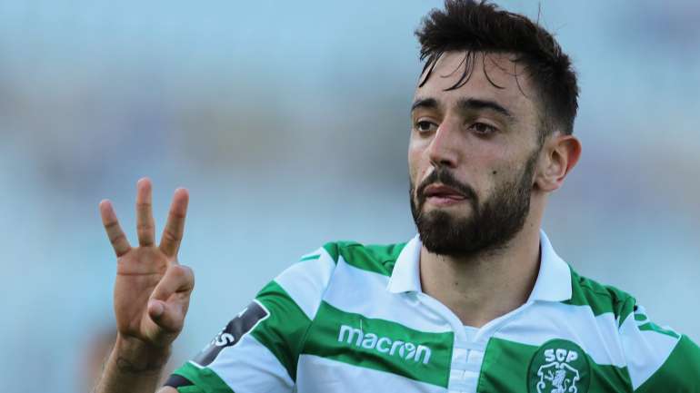 Um, dois, três: Bruno Fernandes fez o primeiro hat-trick da carreira e tornou-se o médio mais goleador na Europa numa só época