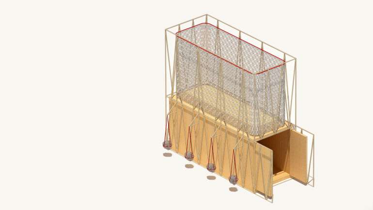 Exemplo de um dos contentores que compõem a 8ª edição da Bienal de Arte Contemporânea da Maia, que junta arquitetura, design, artes plásticas e novos media na mesma programação