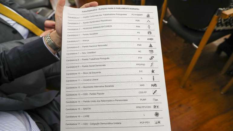 Exemplar do boletim de voto português das eleições europeias