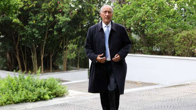 O Presidente da República, Marcelo Rebelo de Sousa, à chegada para a sessão de encerramento do Congresso sobre a Convenção Europeia dos Direitos Humanos