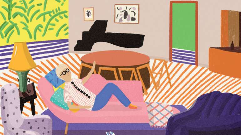 David Hockney começa por se deitar no divã para pensar porque é que fazemos imagens.