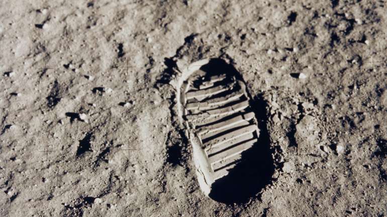 Pegada do astronauta Neil Armstrong na Lua, em 1958, pela missão Apolo 11