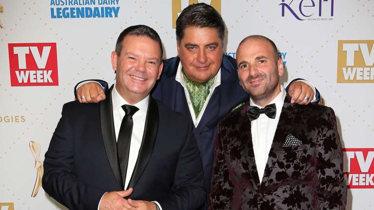 Da esquerda para a direita: o chef Gary Mehigan, o crítico Matt Preston e o chef George Calombaris