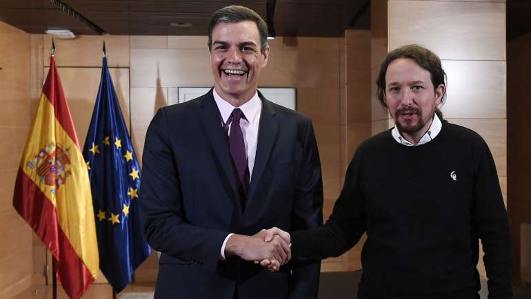 Pedro Sánchez e Pablo Iglesias, a 6 de junho, durante as negociações que antecederam a investidura falhada do PSOE