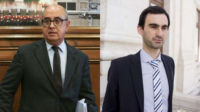 Azeredo Lopes, ex-ministro da Defesa (à esquerda) e o deputado Tiago Barbosa Ribeiro (à direita)