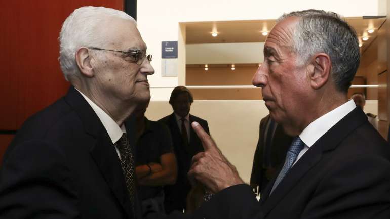 O Presidente  da República, Marcelo Rebelo de Sousa, com Freitas do Amaral no lançamento do seu último livro