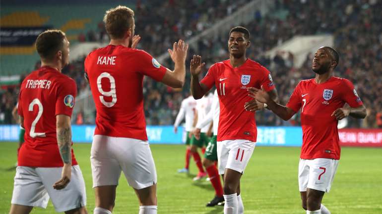 Harry Kane, Rashford e Sterling marcaram na goleada de Inglaterra à Bulgária