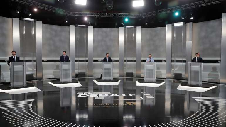 Os cinco candidatos no debate da TVE