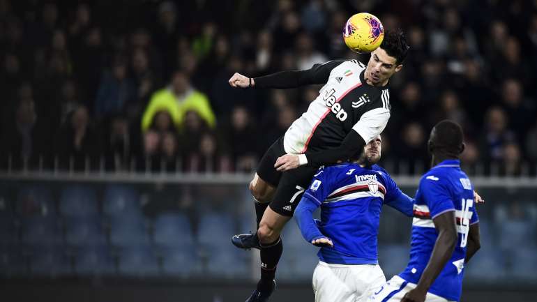 Ronaldo marcou assim o 2-1 em cima do intervalo com que a Juventus venceu esta quarta-feira a Sampdória em Génova