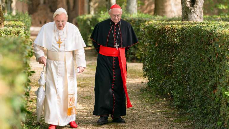 Anthony Hopkins e Jonathan Pryce são os protagonistas do filme de Fernando Meirelles
