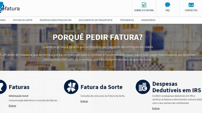 É possível validar as faturas no site do Portal das Finanças.