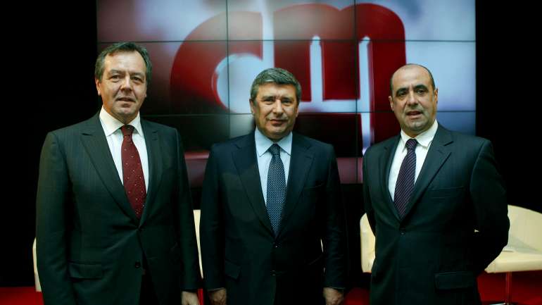 Os homens fortes da Cofina, Nuno Santana, Paulo Fernandes no centro, e Otávio Ribeiro à direita