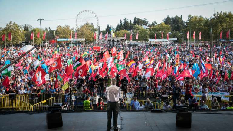 O dia do comício, na Festa do Avante!, em 2019, quando Jerónimo de Sousa falava