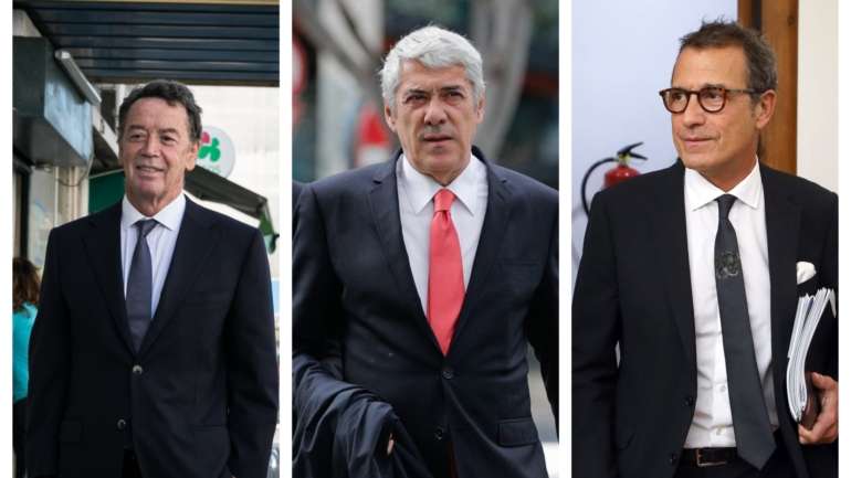 Manuel Pinho (à esquerda) era ministro da Economia, José Sócrates (ao centro) desempenhava o cargo de primeiro-ministro e António Mexia (à direita) já era o presidente da EDP em 2008