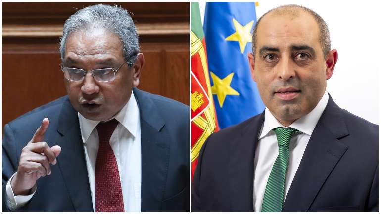 O ministro do Planeamento, Nelson de Souza (à esquerda), e o secretário de Estado do Planeamento, Ricardo Pinheiro (à direita)