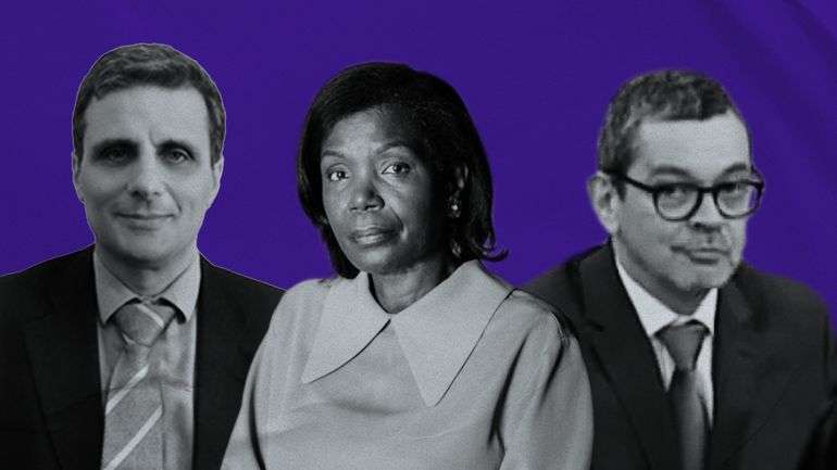 O procurador João Conde Correia (à esquerda), a ministra Francisca Van Dunem e o procurador José Guerra