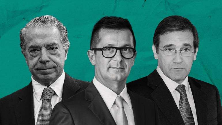 Ricardo Salgado (à esquerda), Ivo Rosa (ao centro) e Passos Coelho (à direita)