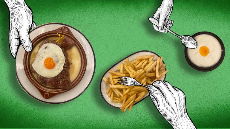 Ao balcão, uma experiência agradável, com bom croquete e boa cerveja. A verdade é que a Portugália está com pinta, mais elegante e arejada. Mas pedimos duas vazias mal passadas e trouxeram-nos dois nacos de proteína triste.