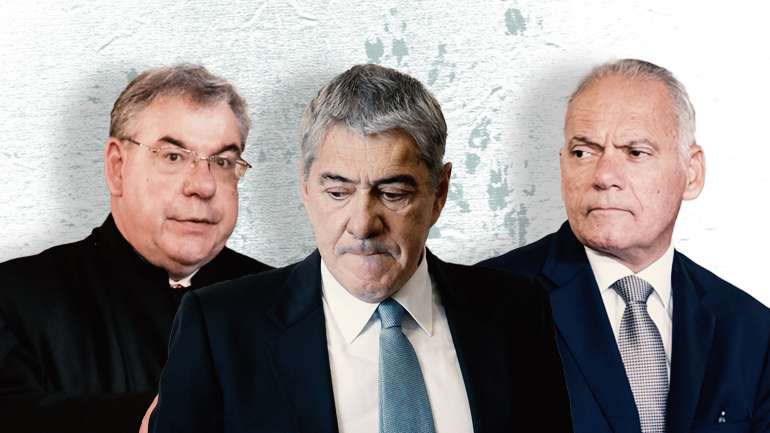 (da esquerda para a direita) Conselheiro Azevedo Mendes, vice-presidente do Conselho Superior da Magistratura, José Sócrates e o procurador-geral Amadeu Guerra