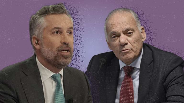 (da esquerda para a direita) Pedro Nuno Santos, secretário-geral do PS, e o conselheiro Amadeu Guerra, procurador-geral da República