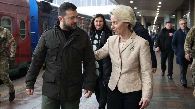 Ursula von der Leyen esteve pela sexta vez em Kiev desde o início da guerra