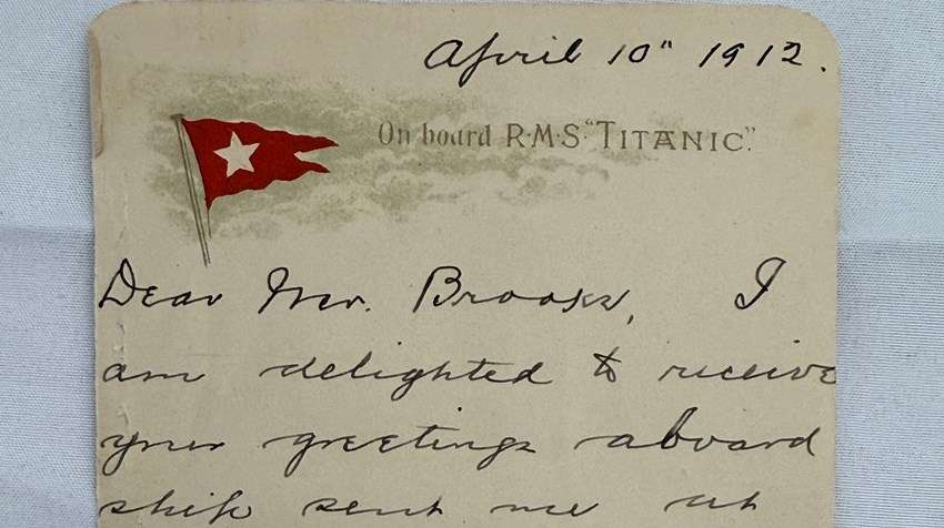 Carta de sobrevivente do Titanic foi leiloada por 350 mil euros