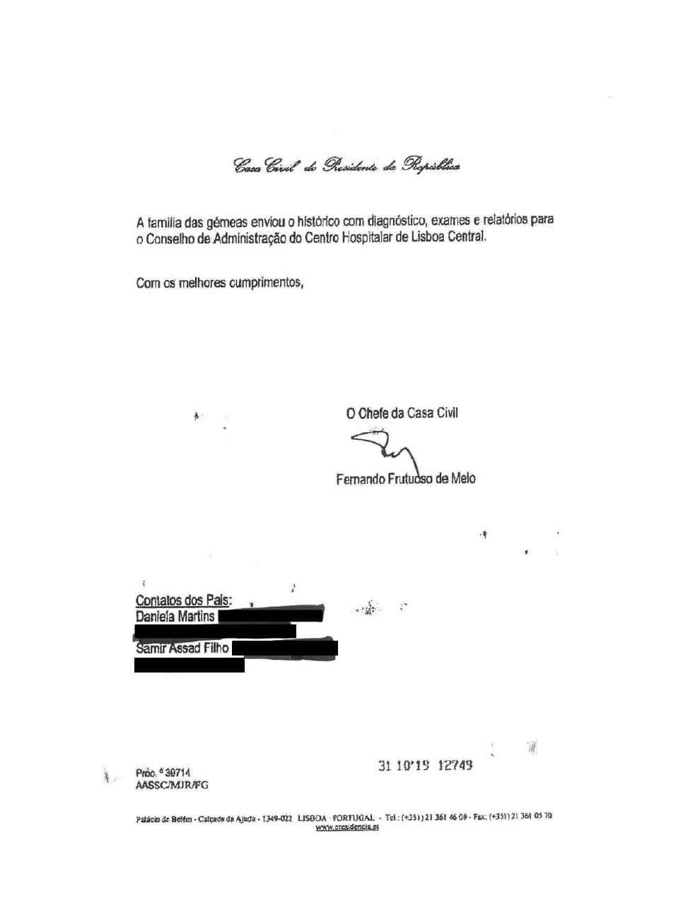 Lista de pedidos Dr. Nuno Rebelo de Sousa