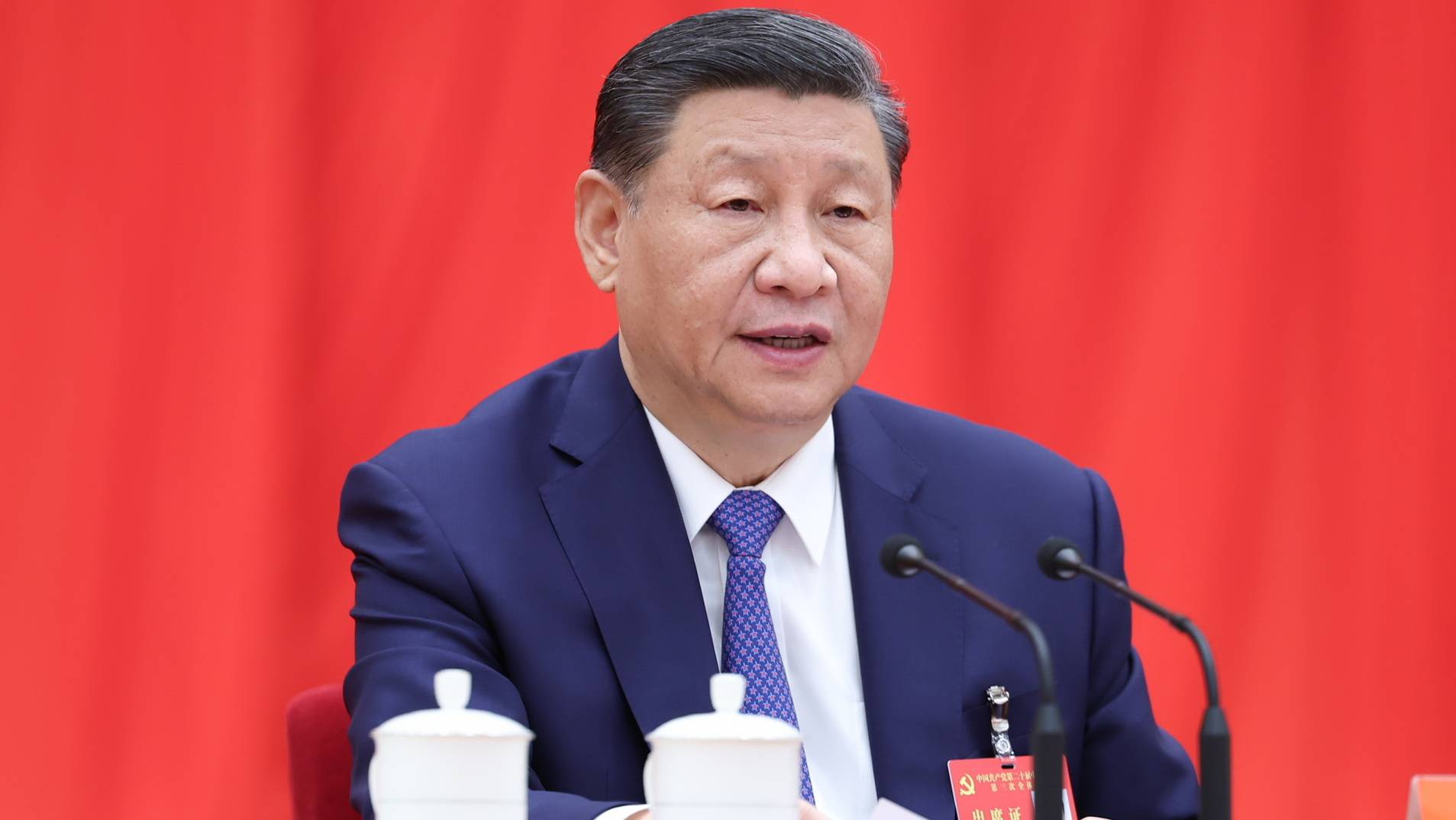 epa11485884 Xi Jinping, general secretary of the Communist Party of China (CPC) Central Committee, addressing the third plenary session of the 20th Communist Party of China (CPC) Central Committee in Beijing, capital of China. The plenary session is held from July 15 to 18, 2024.  EPA/XINHUA / Xie Huanchi CHINA OUT / UK AND IRELAND OUT  /       MANDATORY CREDIT EDITORIAL USE ONLY