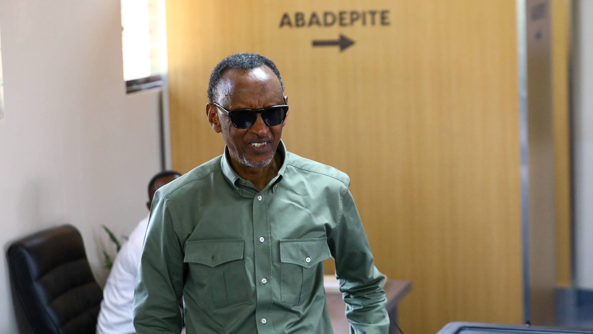 epa11479719 Rwandan President Paul Kagame leaves after casting his vote at SOS Technical High School in Kigali, Rwanda, 15 July 2024. Incumbent President of Rwanda Paul Kagame is seeking a fourth term as 9.7 million Rwandan citizens are eligible to vote to choose a president and members of parliament who will serve for the next five years.  EPA/DANIEL IRUNGU