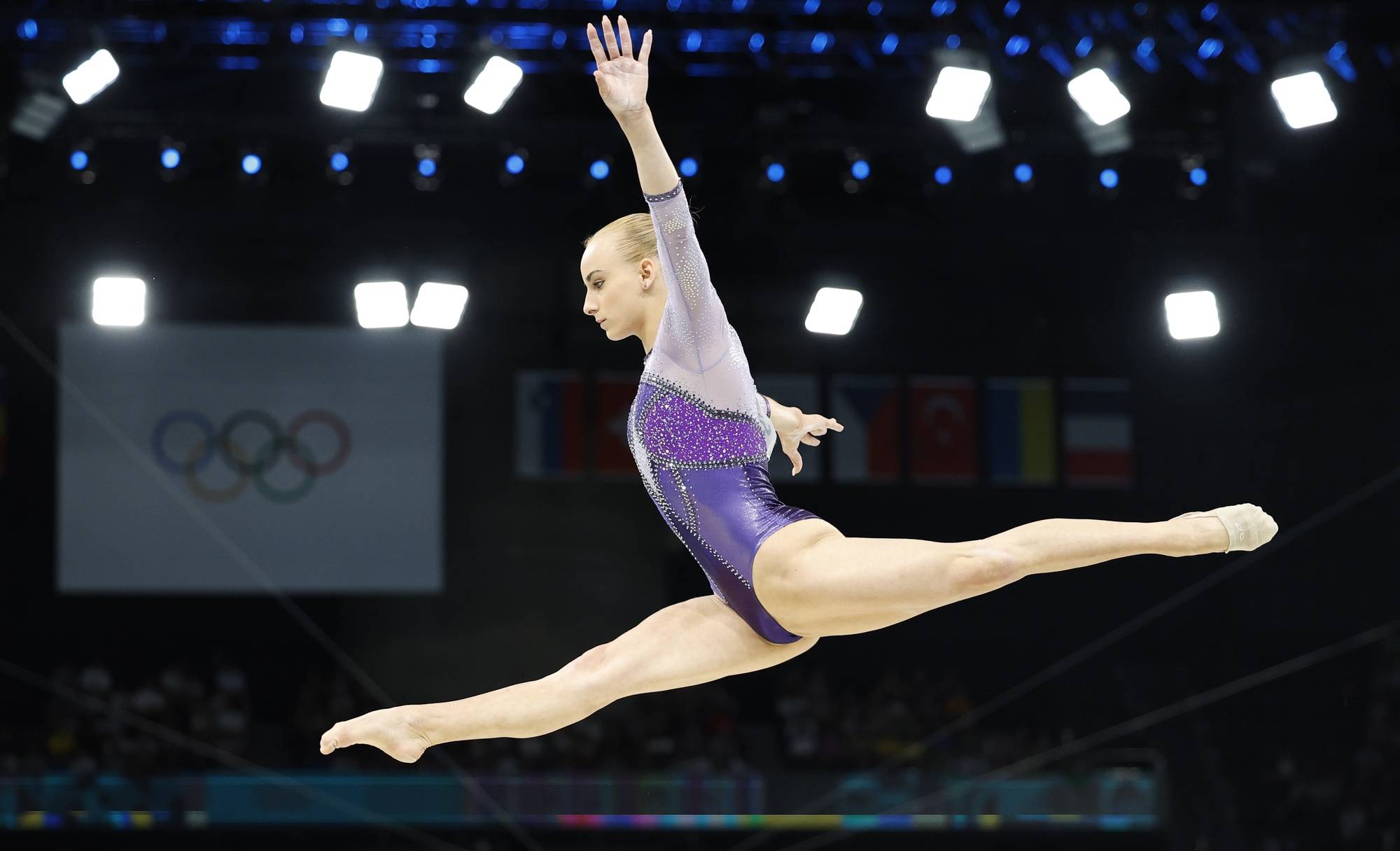 epa11527255 Alice D&#039;Amato of Italy competes in the Women Balance Beam final of the Artistic Gymnastics competitions in the Paris 2024 Olympic Games, at the Bercy Arena in Paris, France, 05 August 2024.  EPA/CAROLINE BREHMAN