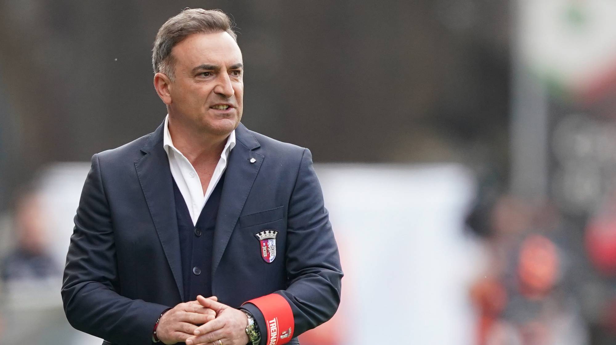 Sporting de Braga head coach Carlos Carvalhal reacts during their Portuguese First League soccer match against FC Porto held at Braga Municipal Stadium, Braga, Portugal, 25 April 2022. HUGO DELGADO/LUSA