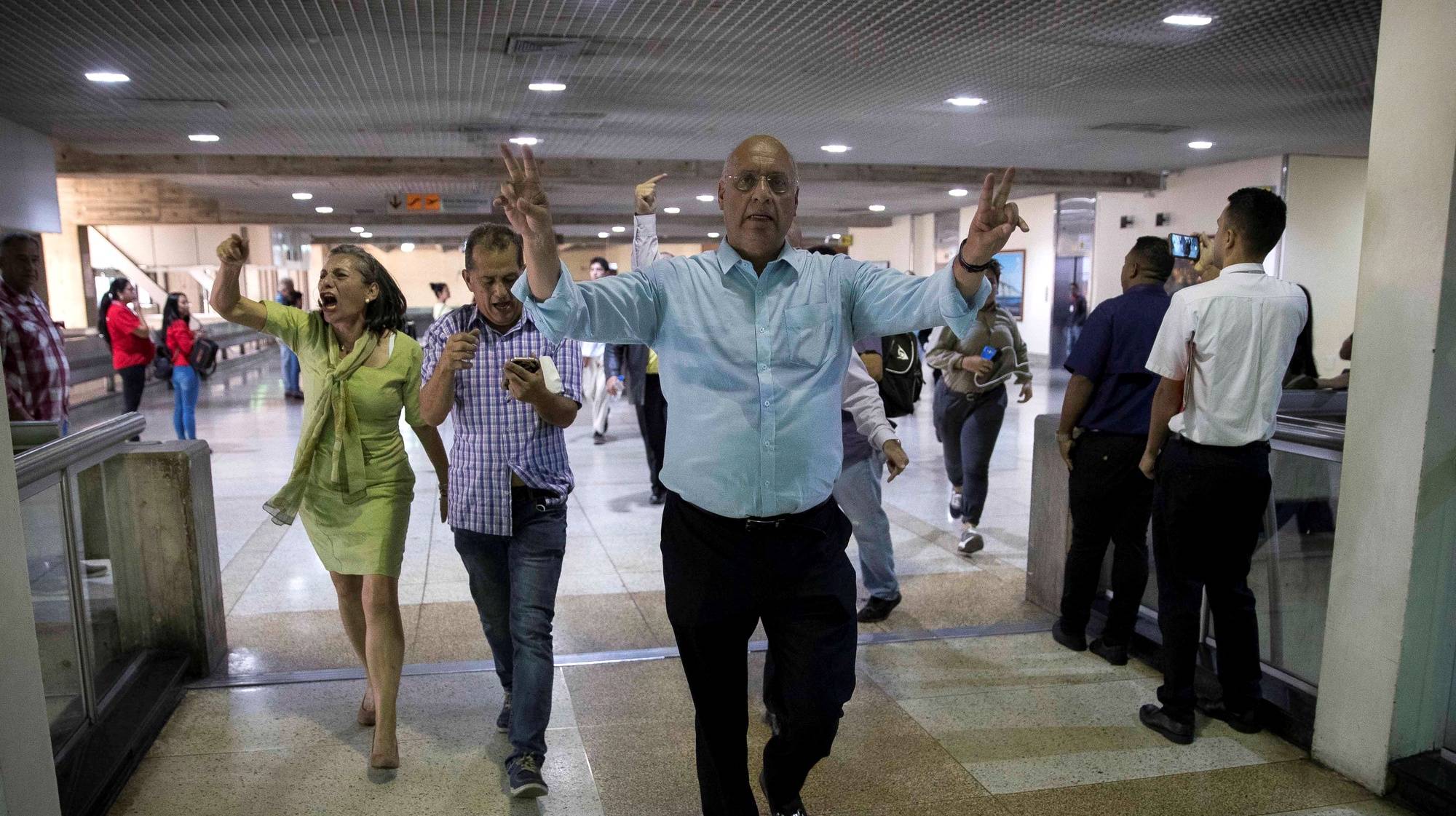 epa08211909 Deputy Williams Davila arrives at the Simon Bolivar International Airport of Maiquetia to wait for opposition leader Juan Guaido, in Caracas, Venezuela, 11 February 2020. Opposition leader Juan Guaido returns to Venezuela after an international tour that took him to the World Economic Forum in Davos, Switzerland, and to the United States, where he attended the State of the Union.  EPA/Rayner Pena