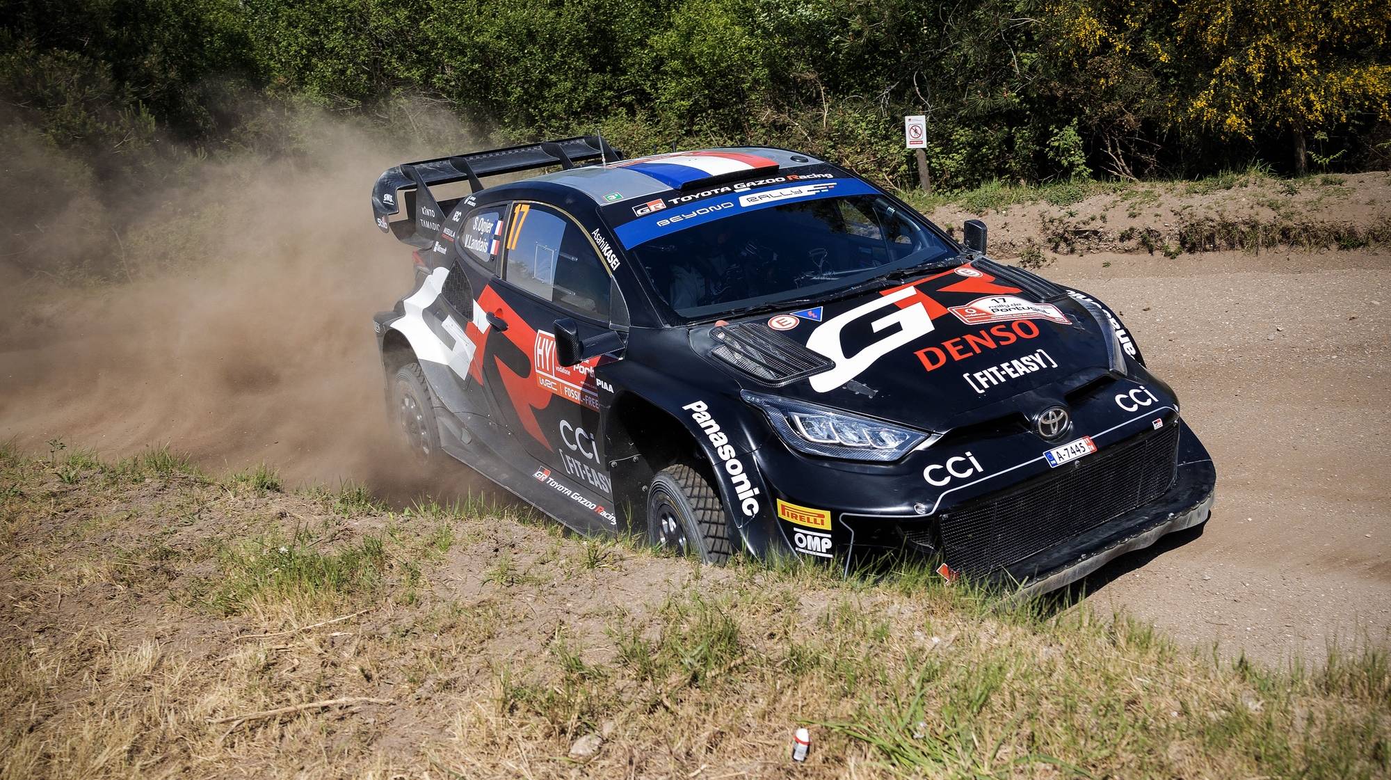 Sebastien Ogier of France drives his Toyota GR Yaris Rally 1 hybrid during the SS11 of the Rally Portugal 2024 as part of the World Rally Championship (WRC) in Montim, Guimaraes, north of Portugal, 11 May 2024. JOSE COELHO/LUSA