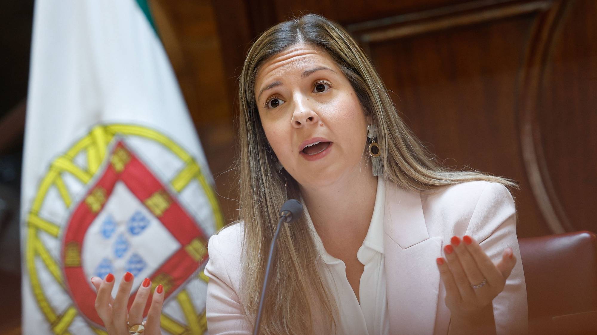 A ministra da Juventude e Modernização, Margarida Balseiro Lopes, intervém durante a sua audição na Comissão de Orçamento, Finanças e Administração Pública, na Assembleia da República, em Lisboa, 03 de julho de 2024. ANTÓNIO PEDRO SANTOS/LUSA