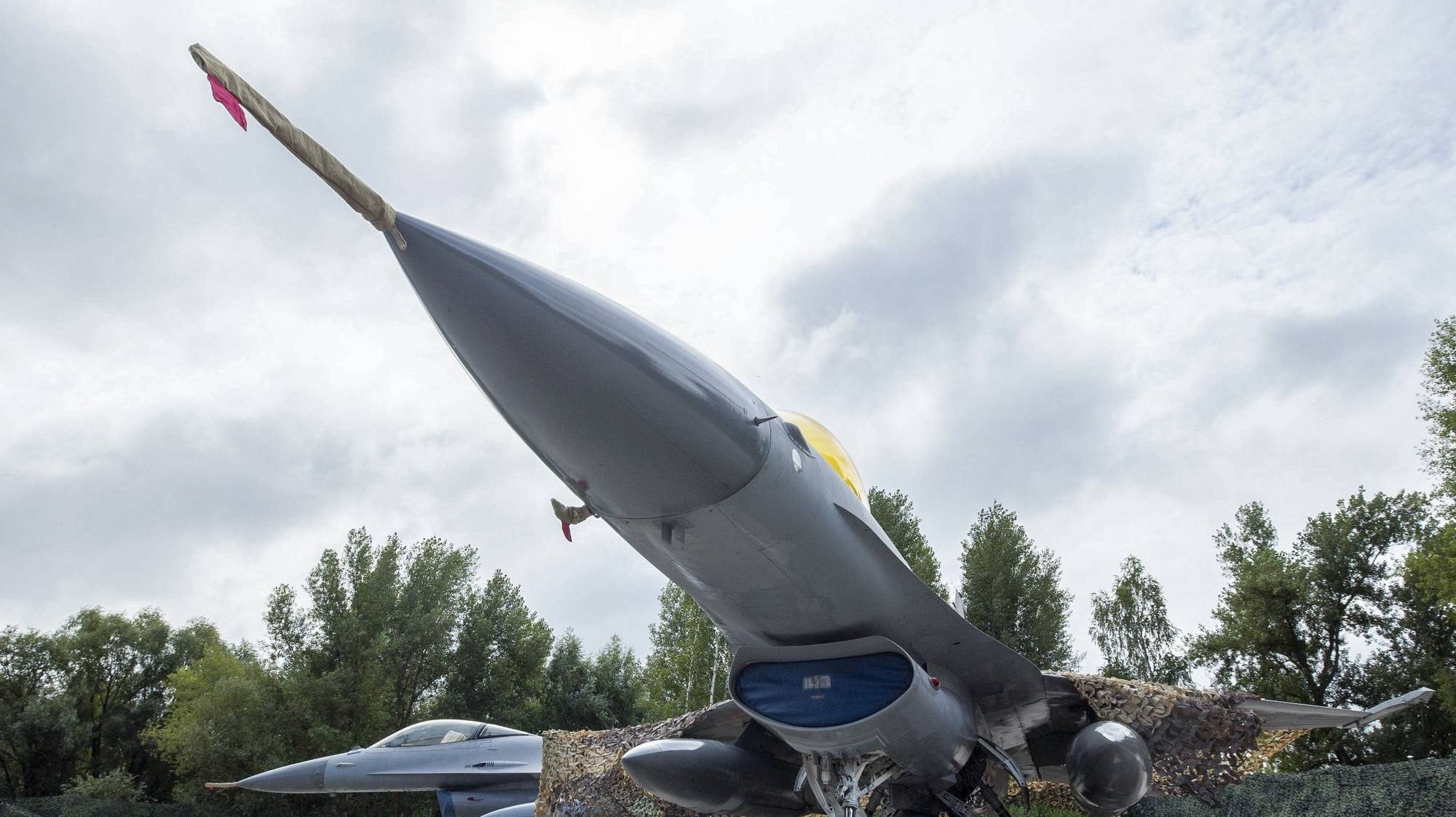 epa11525685 A handout picture made available by the Presidential Press Service shows American single-engine supersonic multirole fighter F-16 jets during a ceremony to mark Air Force Day of the Armed Forces of Ukraine at an undisclosed location in Ukraine, 04 August 2024, amid the Russian invasion.  EPA/PRESIDENTIAL PRESS SERVICE HANDOUT  HANDOUT EDITORIAL USE ONLY/NO SALESHANDOUT EDITORIAL USE ONLY/NO SALES