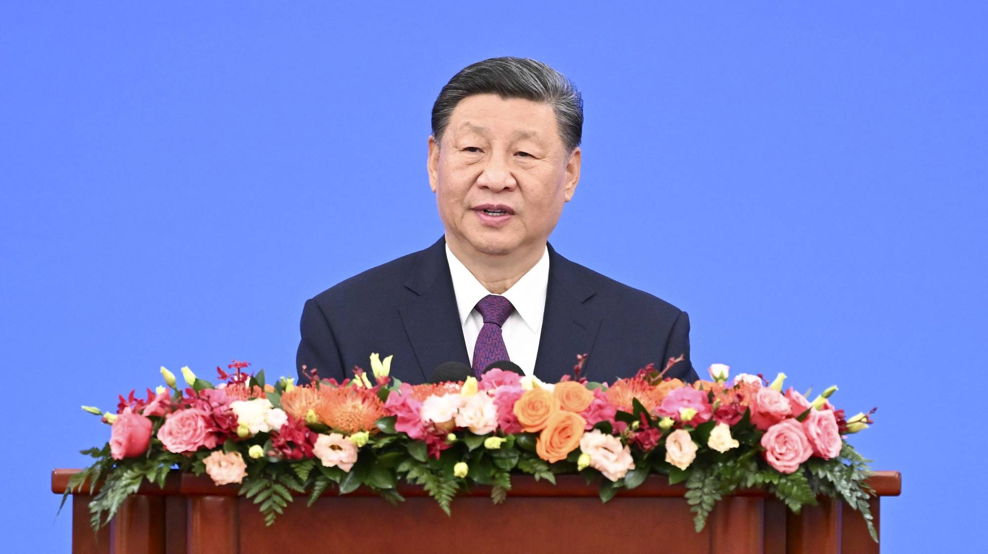 epa11443502 Chinese President Xi Jinping attends the Conference Marking the 70th Anniversary of the Five Principles of Peaceful Coexistence and delivers a speech titled &quot;Carrying Forward the Five Principles of Peaceful Coexistence and Jointly Building a Community with a Shared Future for Mankind&quot; at the Great Hall of the People in Beijing, China, 28 June 2024.  EPA/XINHUA / Zhang Ling CHINA OUT / UK AND IRELAND OUT  /       MANDATORY CREDIT  EDITORIAL USE ONLY  EDITORIAL USE ONLY