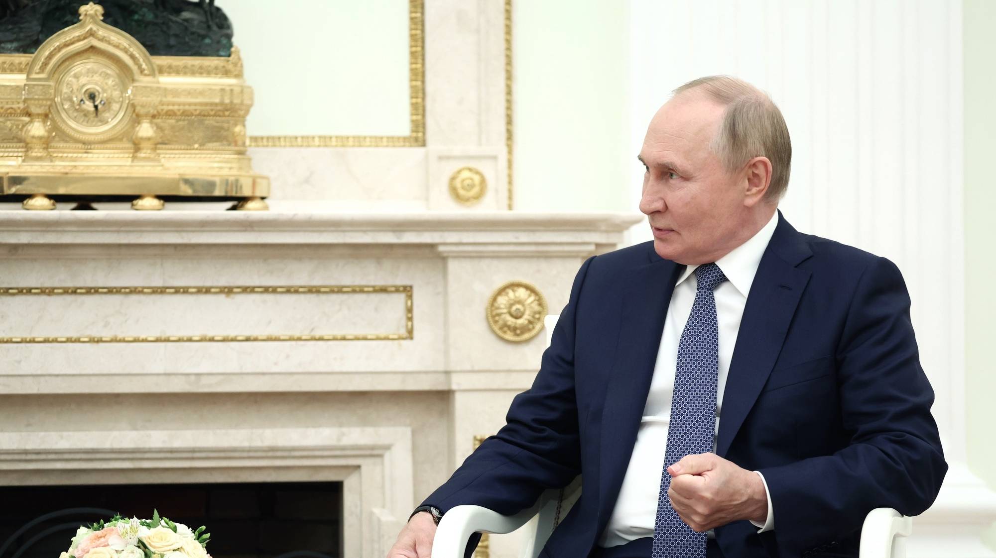 epa11495437 Russian President Vladimir Putin meets with Syrian president at the Kremlin in Moscow, Russia, 24 July 2024 (issued 25 July 2024).  EPA/VALERY SHARIFULIN  / SPUTNIK / KREMLIN POOL