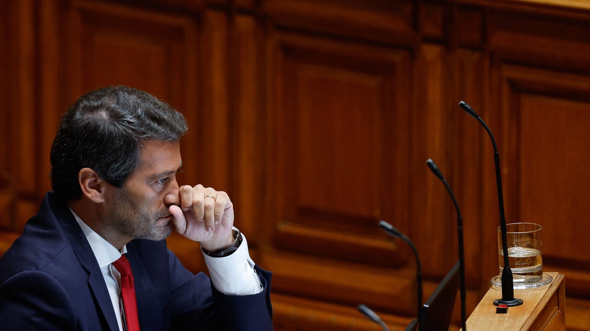 O presidente do Chega, André Ventura, durante o debate sobre o Estado da Nação, na Assembleia da República, em Lisboa, 17 de julho de 2024. ANTÓNIO PEDRO SANTOS/LUSA