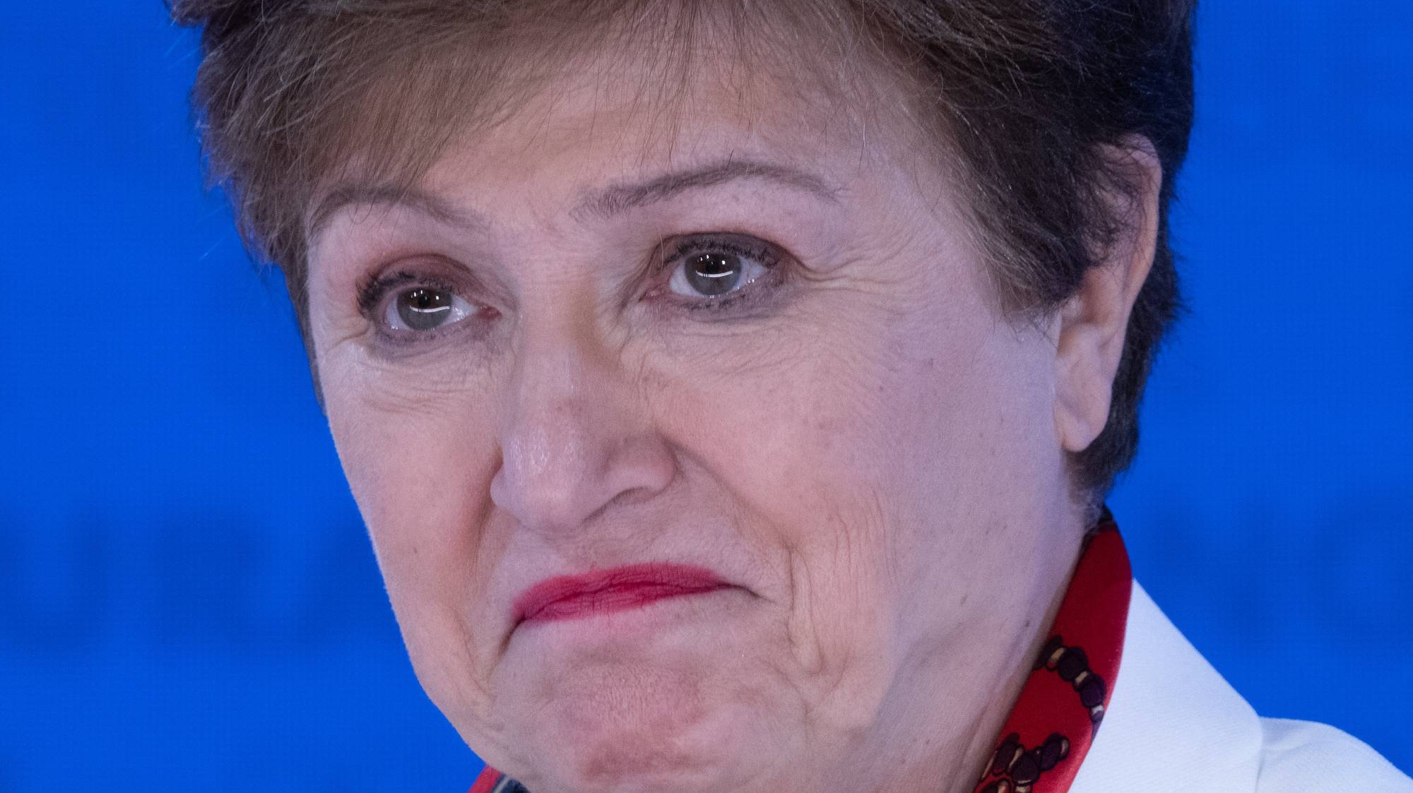 epa11289042 Managing Director of the International Monetary Fund (IMF) Kristalina Georgieva participates in a news conference following the 49th meeting of the International Monetary and Financial Committee (IMFC), during the 2024 Spring Meetings of the IMF and the World Bank Group (WBG) in Washington, DC, USA, 19 April 2024. The Spring Meetings bring together finance ministers and central bank governors from around the world and run from 15 to 20 April.  EPA/MICHAEL REYNOLDS