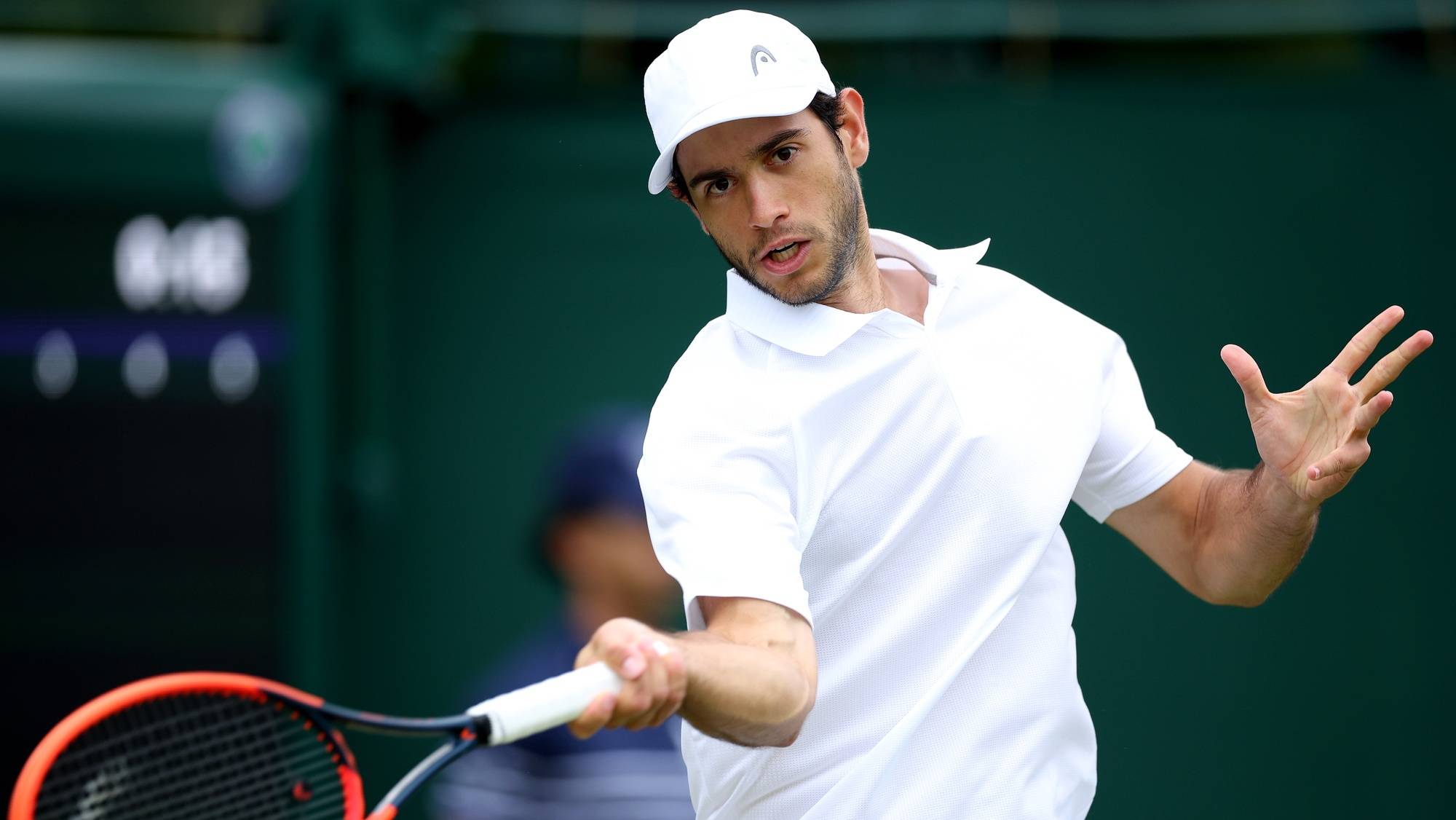 epa11452041 Nuno Borges of Portugal in action during the Men&#039;s 1st round match against Yoshihito Nishioka of Japan at the Wimbledon Championships, Wimbledon, Britain, 02 July 2024.  EPA/ADAM VAUGHAN  EDITORIAL USE ONLY