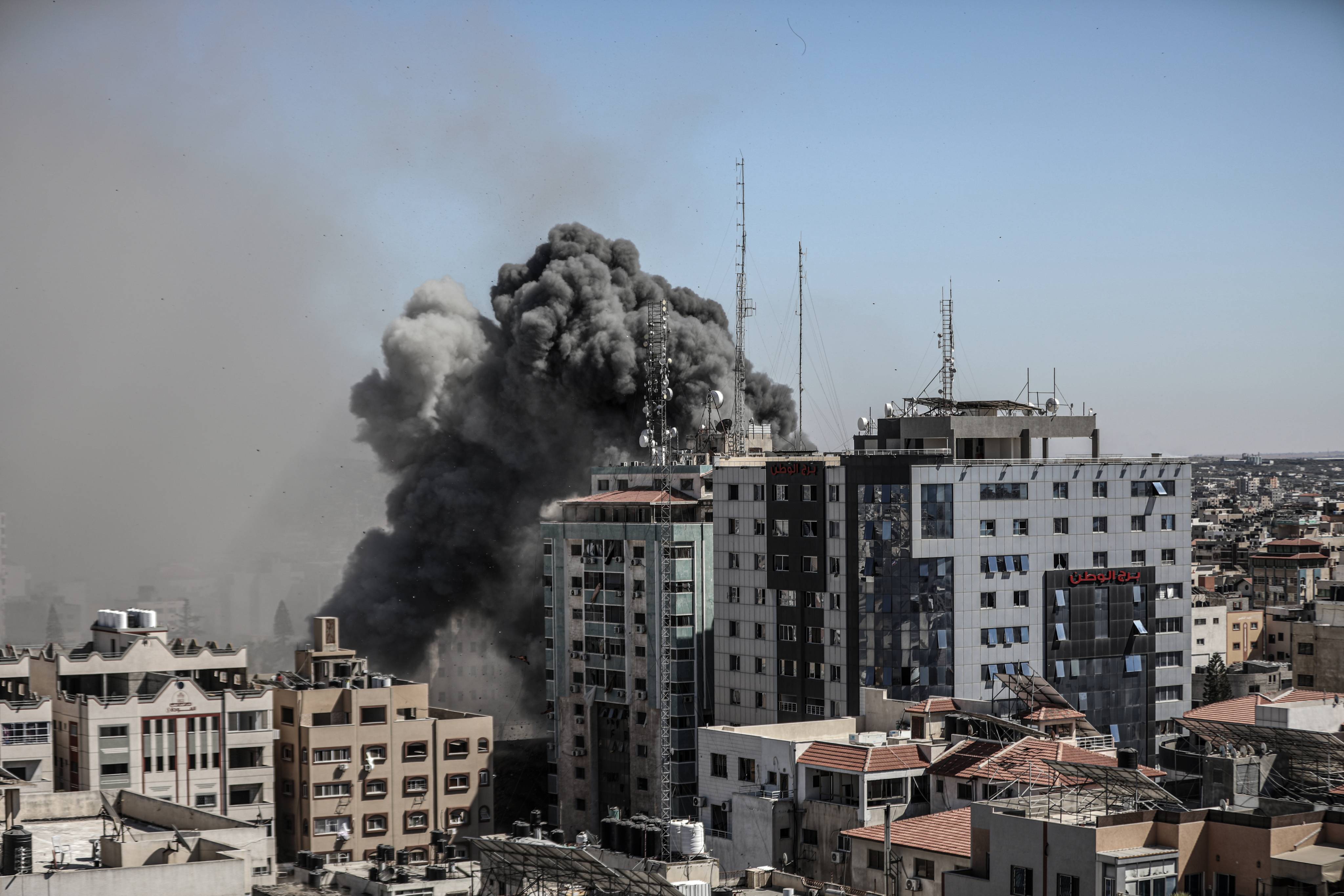 Israeli forces destroy building in Gaza City where Al-Jazeera, Associated Press had their offices