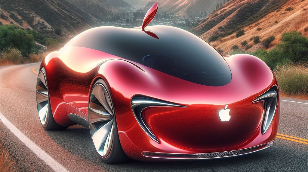 Vamos ficar sem saber como poderia a Apple inovar com o iCar. Na área automóvel, a tecnológica vai continuar apenas a oferecer o CarPlay... (imagem gerada com IA)