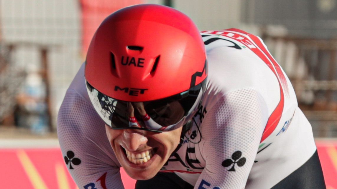 O ciclista, Rui Costa, Por (UAE Emirates), em ação durante a última etapa da 46ª. volta ao Algarve, no contrarrelógio de 20,3 quilómetros em Lagoa, Faro, 23 de fevereiro de 2020. LUÍS FORRA / LUSA