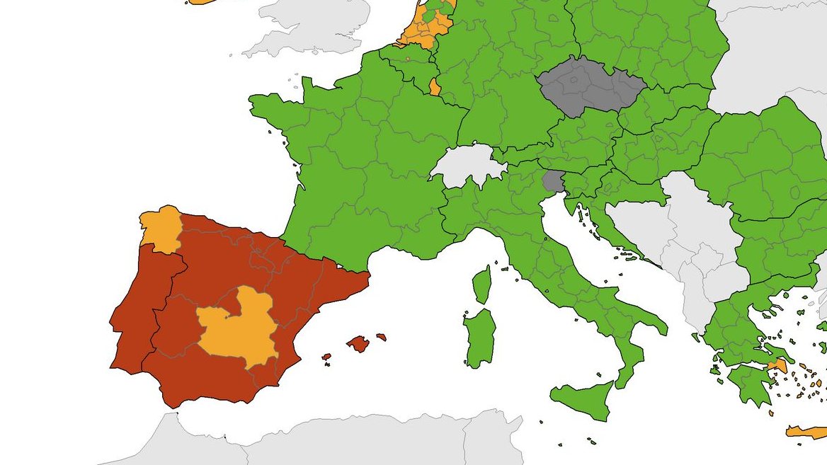 Os Açores e a Madeira são as únicas regiões de Portugal que não estão no vermelho