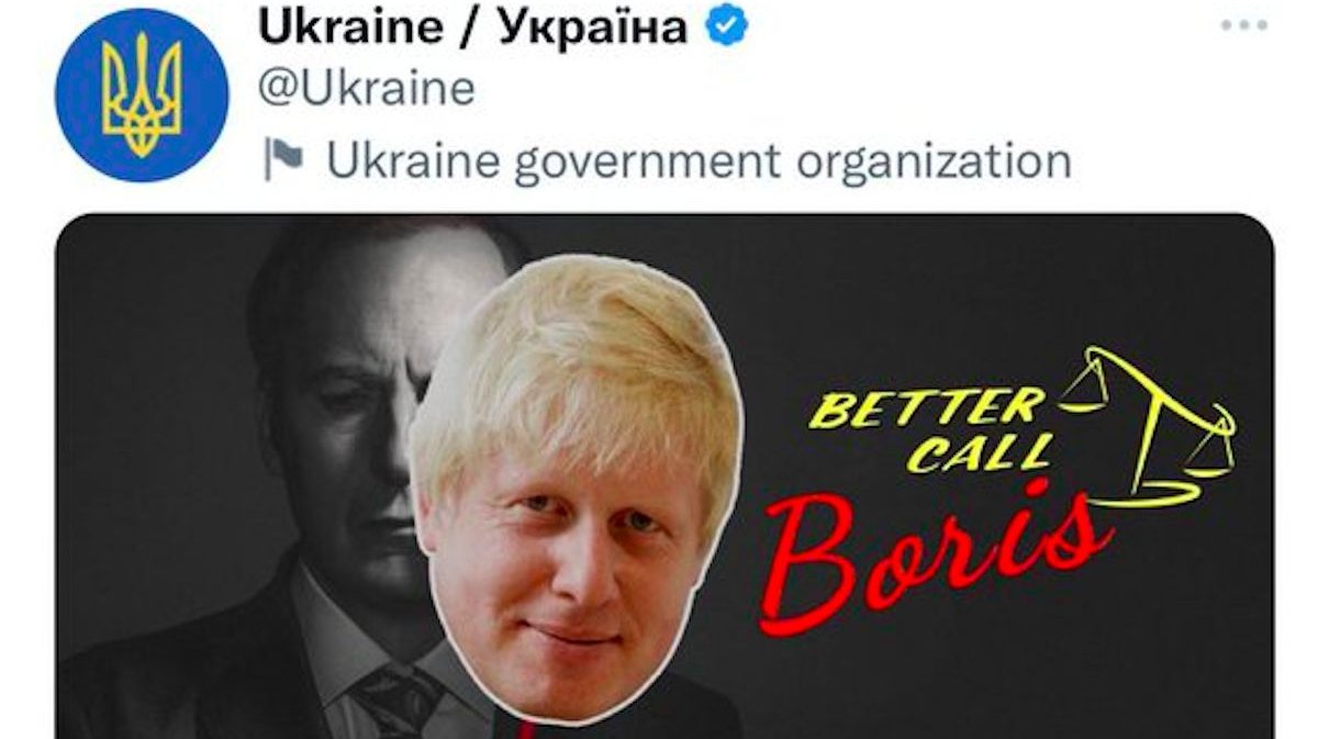 O tweet, entretanto apagado, publicado pela conta oficial do Governo da Ucrânia