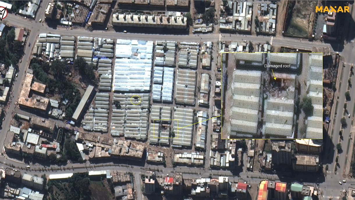 epa08853614 A handout satellite image dated 30 November 2020 and made available by MAXAR Technologies shows damage to buildings at Mekelle market area, Tigray, north Ethiopia. Ethiopia&#039;s government on 29 November 2020 said their forces they were in full control of Mekelle, northern Tigray region&#039;s capital, after defeating the Tigray People&#039;s Liberation Front.  EPA/MAXAR TECHNOLOGIES HANDOUT -- MANDATORY CREDIT: SATELLITE IMAGE 2020 MAXAR TECHNOLOGIES -- the watermark may not be removed/cropped -- HANDOUT EDITORIAL USE ONLY/NO SALES