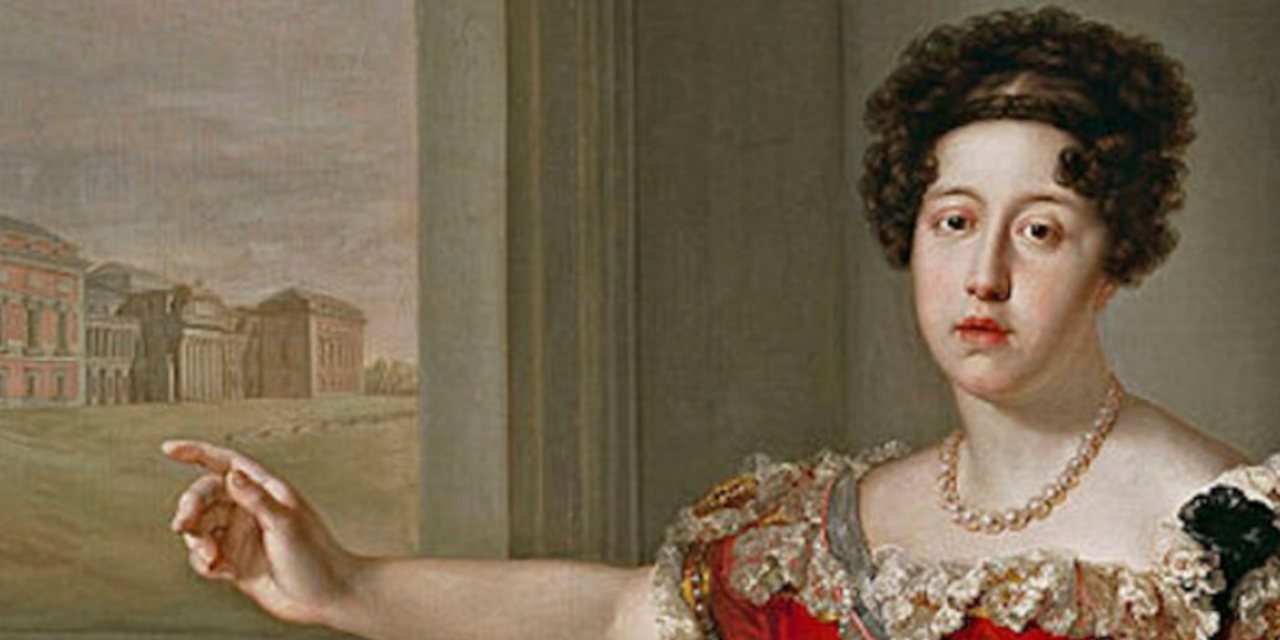 Retratada por Bernardo López Piquer, numa pintura a óleo de 1829. Na imagem, a rainha aponta para o edifício que viria a dar lugar ao Prado