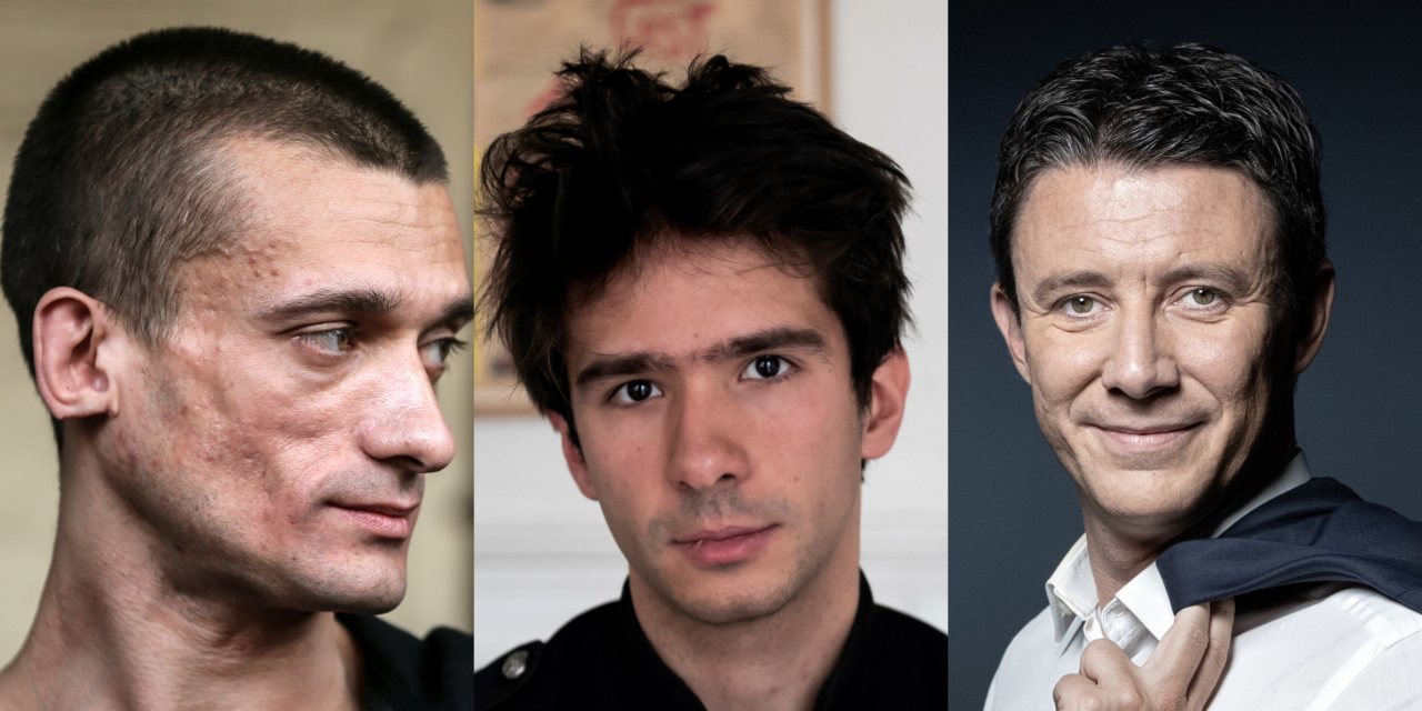 Pyotr Pavlensky, Juan Branco e Benjamin Graveux são os três homens envolvidos neste caso