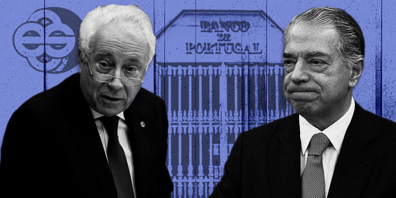 Carlos Costa, ex-governador do Banco de Portugal, e Ricardo Salgado, ex-presidente do BES. ILUSTRAÇÃO: Ana Martingo/OBSERVADOR