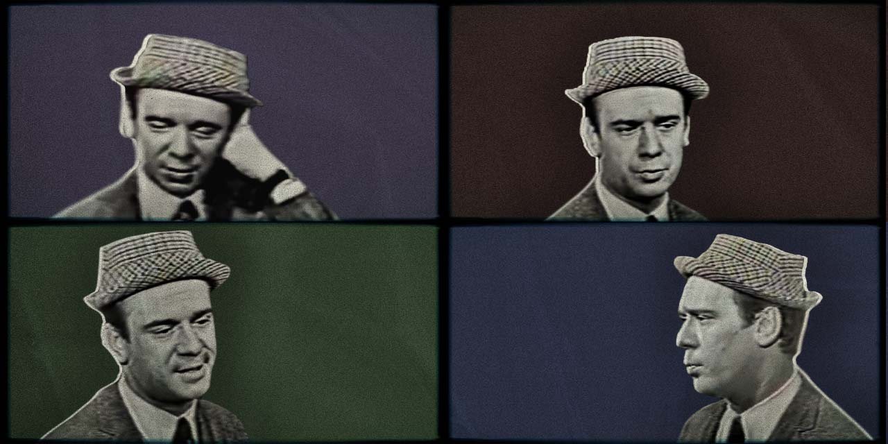 Um cómico, o seu chapéu, e zero cenários. À frente da cortina, Solnado discava o telefone para a História © Grafismo Kimmy Simões/Ana Martingo